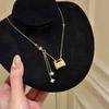 New Chinese High-end Golden Fringed Necklace Female Retro Coin Gourd Exquisite Collarbone Chain Light Luxury Niche Neck Chain