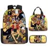 ONE PIECE one piece zaino scolastico zaino Luffy Studenti della scuola primaria e secondaria Zaino di grande capacità Borsa per il pranzo per bambini