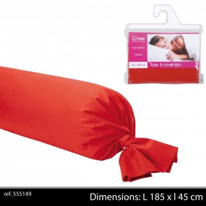 Taie Traversin 45 x 185 ROUGE Uni POLYESTER - taie traversin 2 personnes rouge