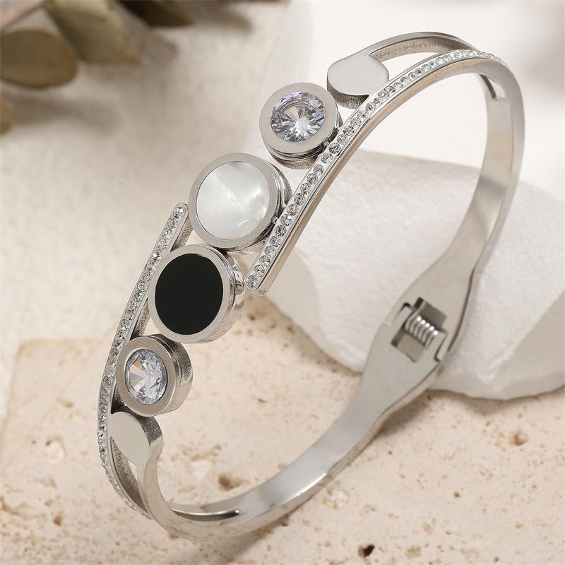 

Европейские и американские модные браслеты из нержавеющей стали с бриллиантами - Минималистичные геометрические украшения