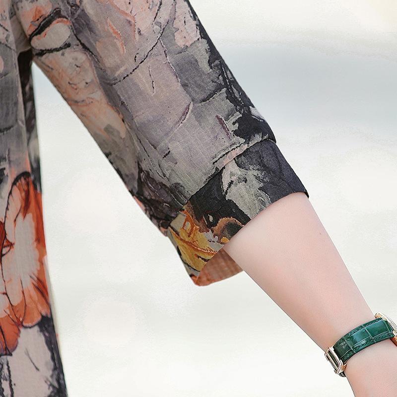 Dámy středního a staršího věku, volné, plus size tričko s potiskem, ležérní stojáček