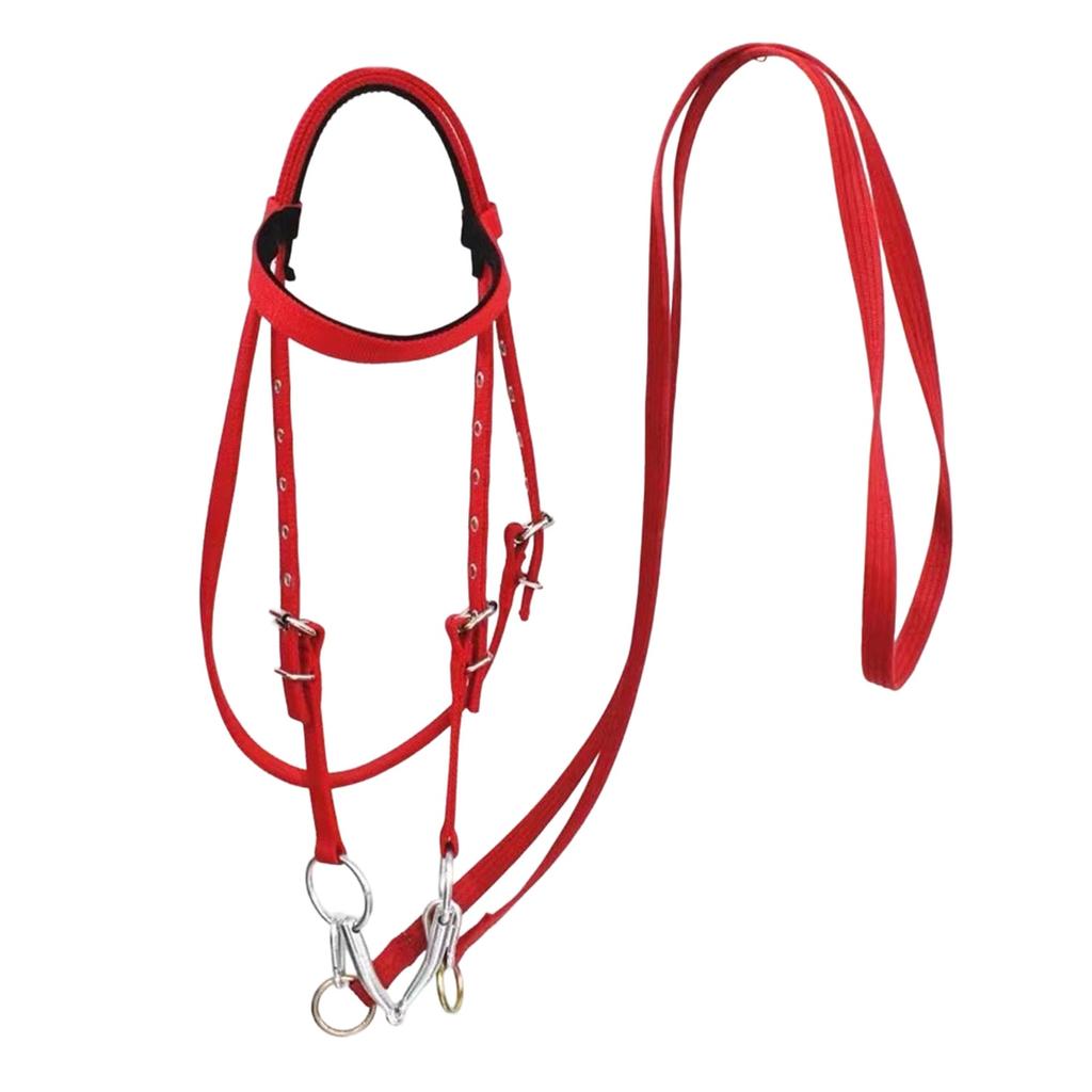 TOPINCN Horse Bridle, Red Adjustable Horse Bridle Rein Horse Headstalls Bit Horse Equestrian Accessories with Soft Cushion