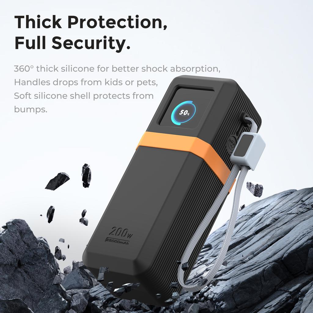 SIKAI Silicone Case for UGREEN Nexode Pro 200W PB728/PB722 25000mAh Power Bank Travel Shockproof with Cable Organizer Ring