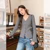 Korean new autumn and winter wear with breasted buttons knitted cardigan V-neck long-sleeved slim-fitting bottom with thin top women's clothing