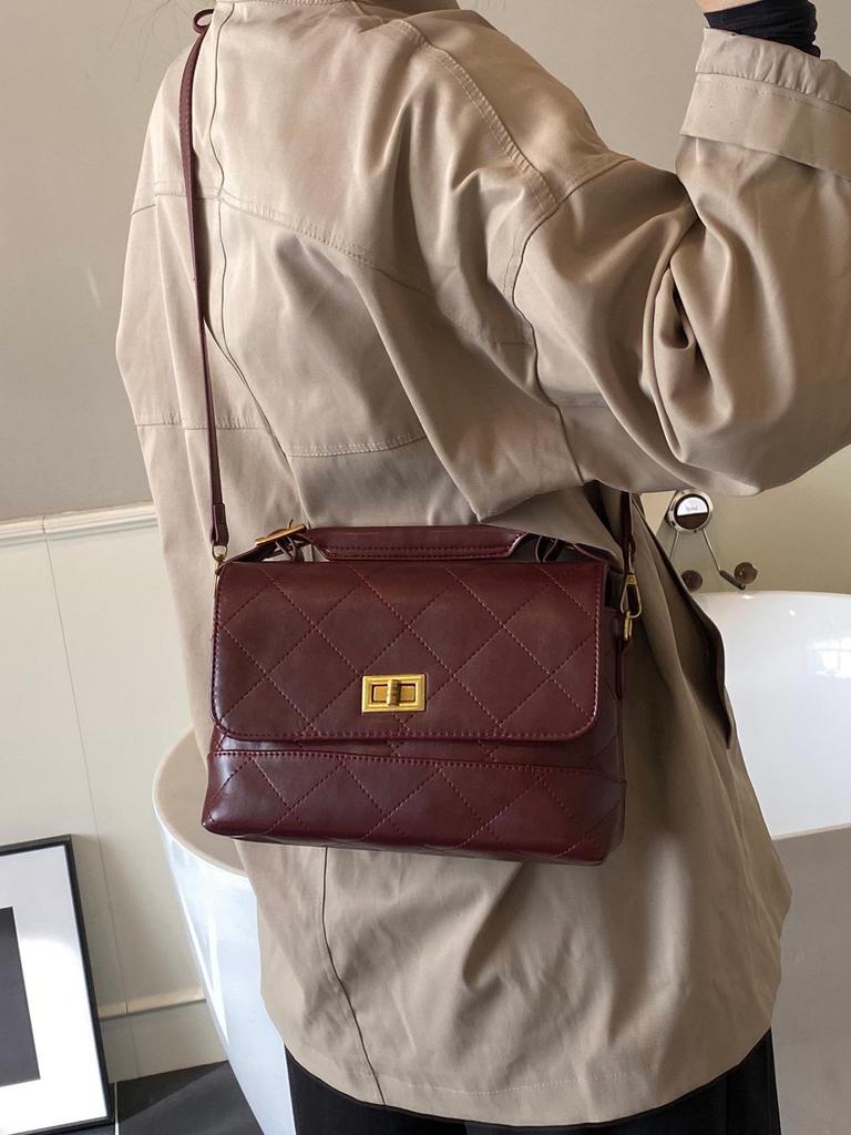 2025 Autumn Women's Frosted Diamond Pattern Chain Tote Shoulder Bag