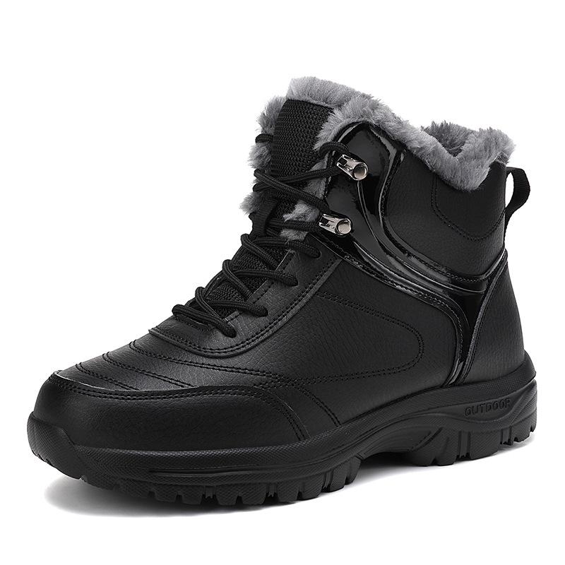

Autumn and winter waterproof snow boots couple shoes cotton shoes men s and women s shoes velvet men s shoes outdoor couple cotton boots 36 чорний