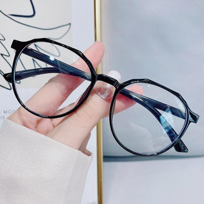 New 3D Polygonal Glasses -1.0 To -6.0 Transparent Frame Oval Eyewear For Students Men Women Trendy Eyewear