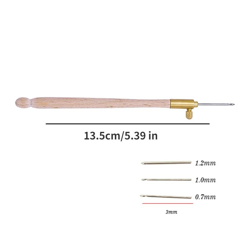 French Wooden Crochet Embroidery Punch Needles Wooden Handle Crochet Hook Cross Stitch Crochet Kit Sewing Knitting Tools