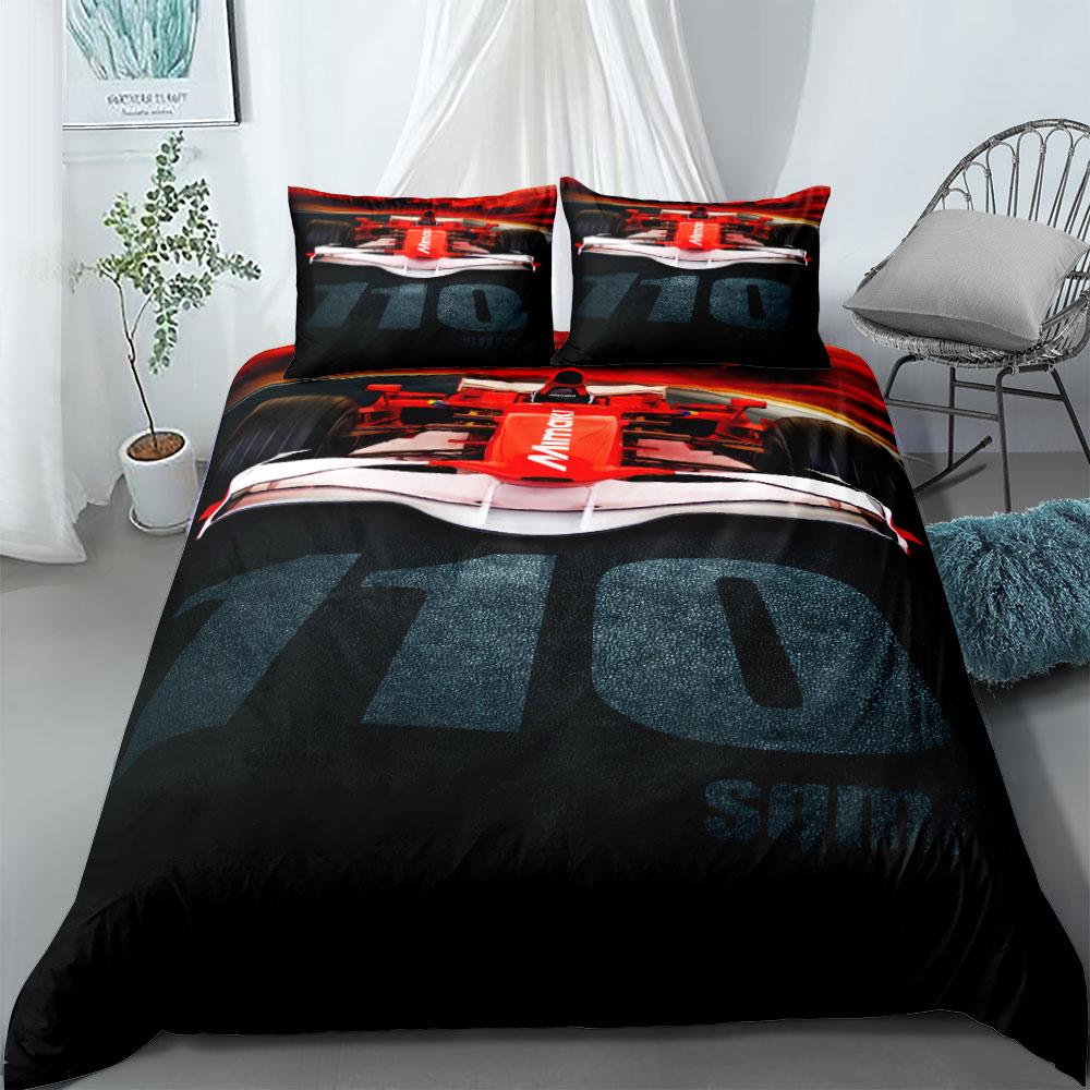 Formulas One Sports Car Bedding Set King Queen Double Full Twin Single Size Mega Bed Linen Set