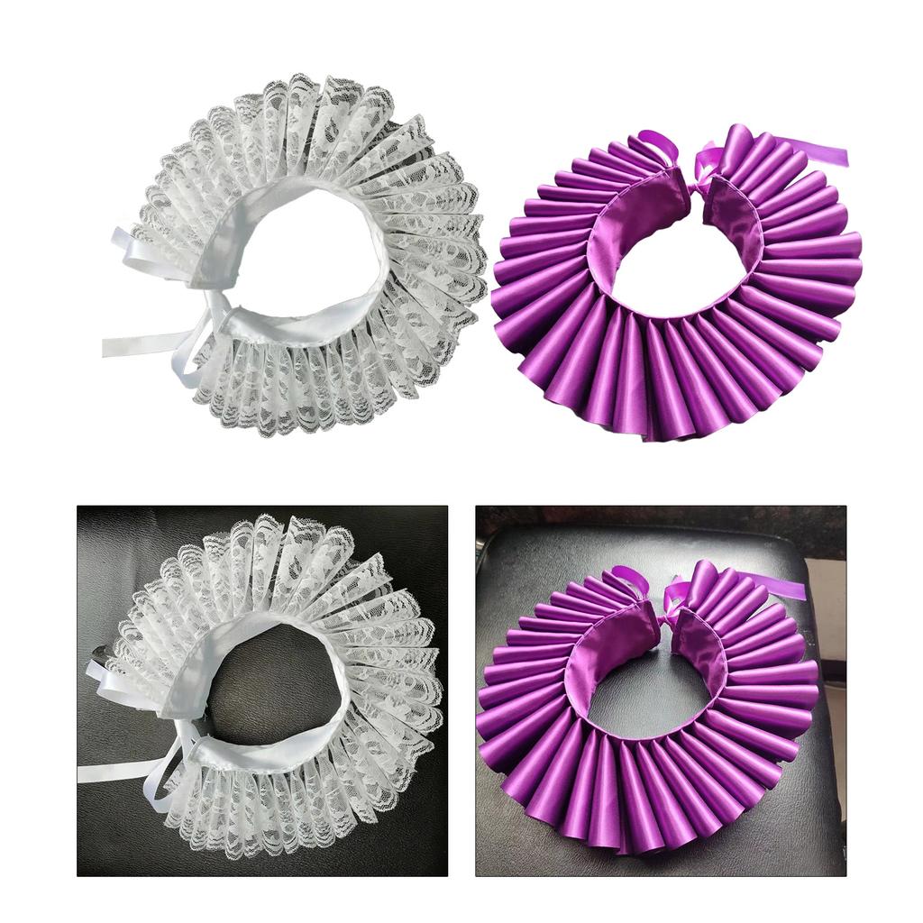 Renaissance Neck Ruff Elizabethan Lace Ruffle Fake Collar Vintage Clown Choker Shawl Detachable Collar Victorian Costume