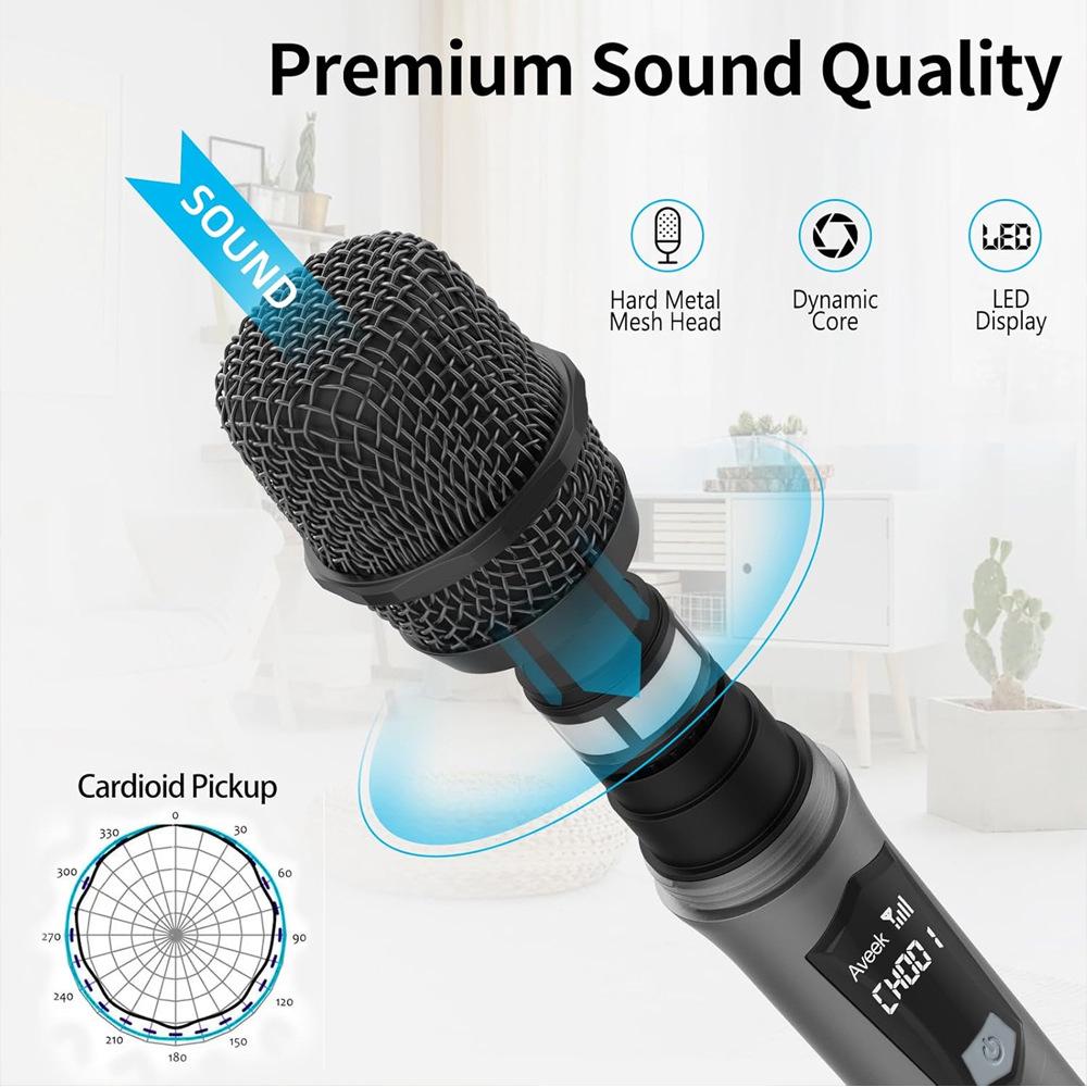 Rechargeable Wireless Microphone System for Karaoke, Speeches, and Parties