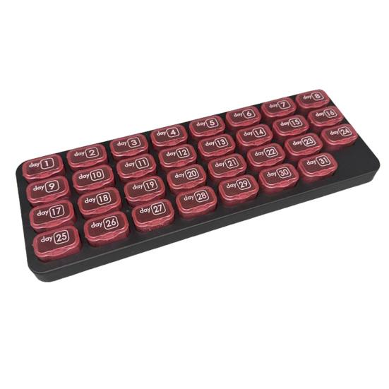 

Monthly Pill Organizer 31 Day Portable Travel Pill Box with Numbered Compartments Easy Open Pill Case for Daily Medication And Supplement красный