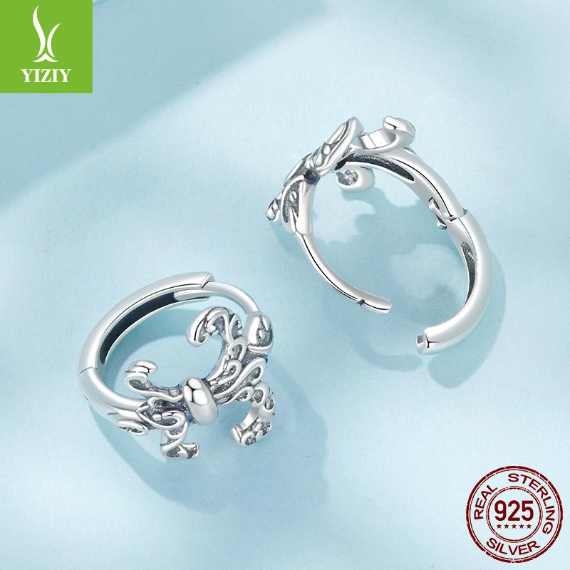 S925 Sterling Silver Classic Retro Iris Ear Buckle Women'S Personalized Pattern Earrings Earrings For Girlfriend
