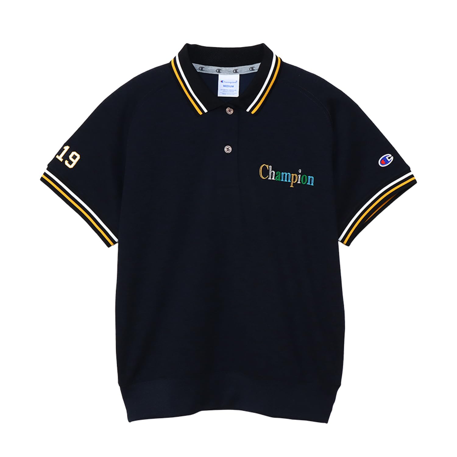 

Champion Поло с коротким рукавом, логотип, темно-синее, женское, антибактериальное, устойчивое к запахам, быстросохнущее, защита от УФ, однотонное, (CW-ZG303)