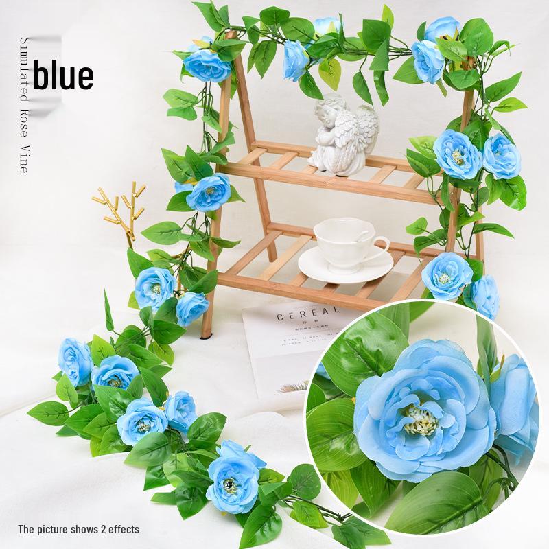 Artificial Rose Vine Ceiling Decor with Rattan for Living Room and AC Pipe Cover