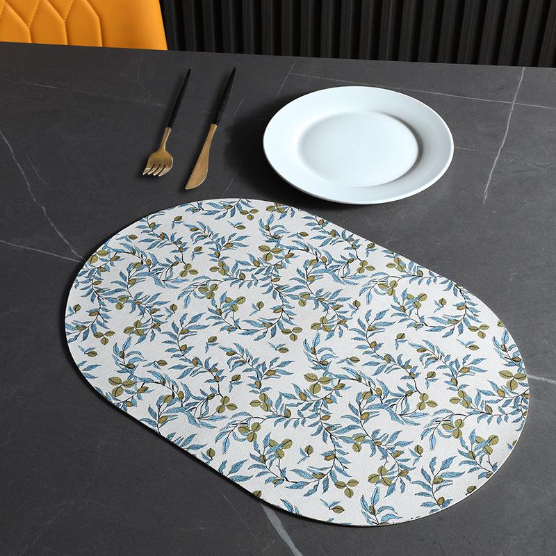 Table Mat PU Leather Placemat Nordic Style Print Waterproof Oil Proof Non Slip for Home Kitchen Wedding Dining Settings