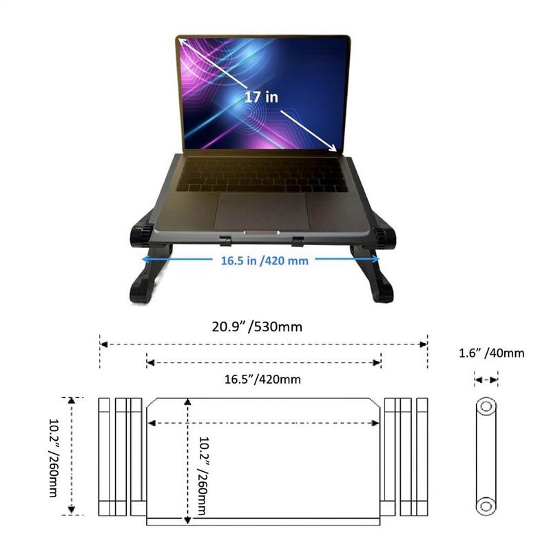 Portable Adjustable Laptop Desk Stand Cooler Fan Ergonomic Lapdesk For Bed Sofa PC Notebook Table Desk With Mouses Pad
