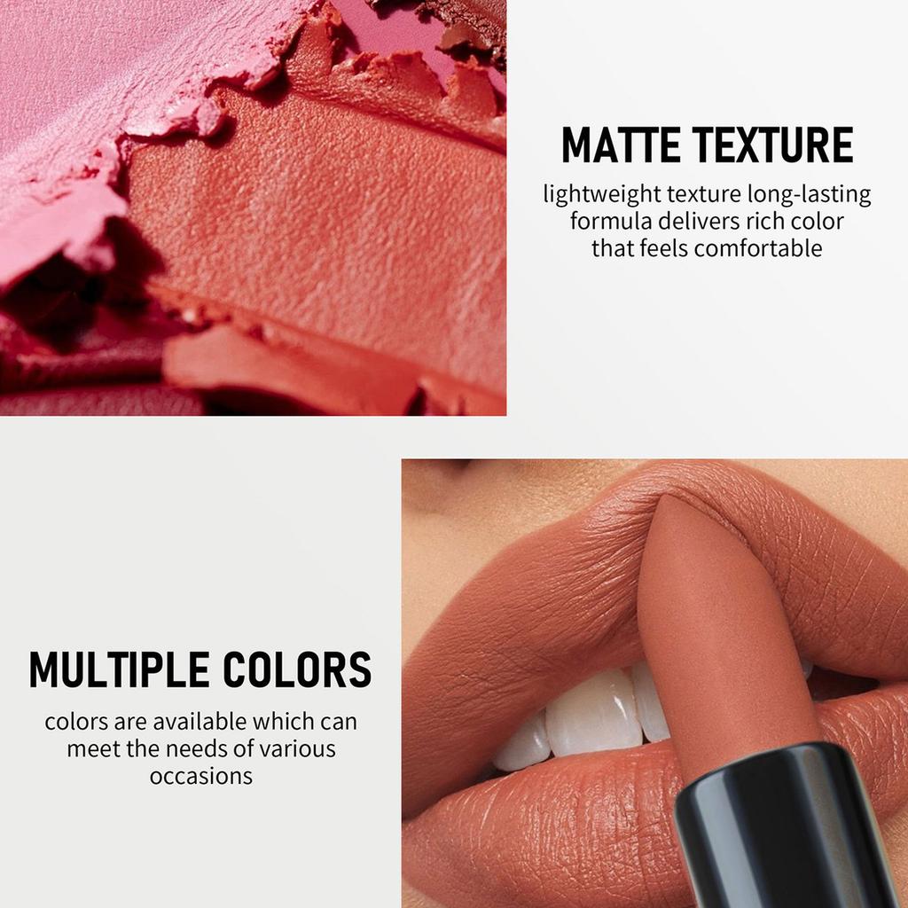 Rossetto Opaco 6 Colori Colori Pieni e Ricchi Idratazione Naturale Confortevole Texture Fine e Liscia Lunga Durata e Facile da Applicare