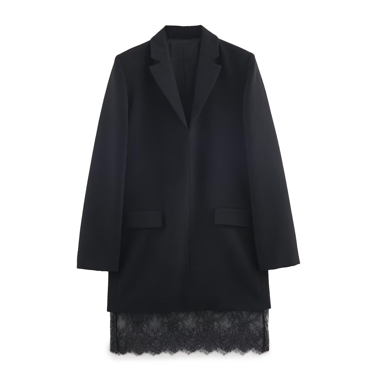 Европейский и американский стиль, кружевной костюм-платье для женщин - Модный тренд Small чёрный