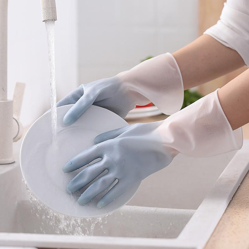 Trendy Unisex Dishwashing Tools Protective Handwear Rubber Household Cleaning Tools 1PCS PVC Durable Non-slip Kitchen Gloves Utility Gauntlets