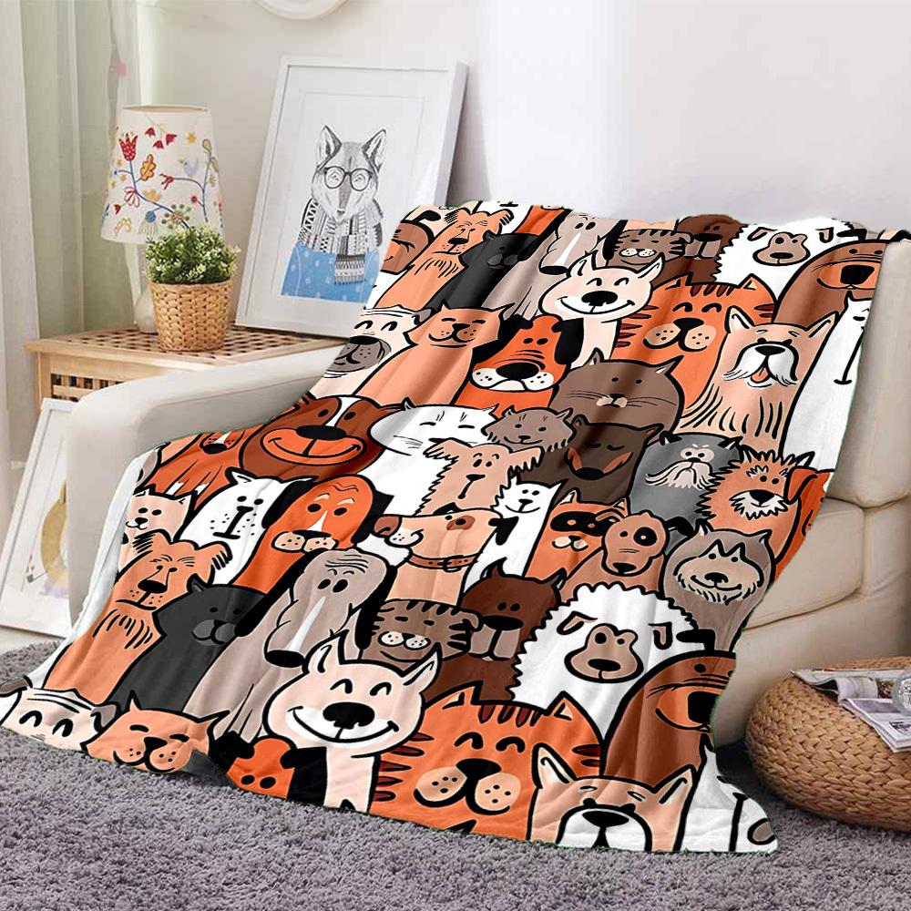 1pc Pets Animals Dog Print Blanket   Lightweight Flannel Throw Blanket For Sofa, Bed, Living Room, Office, Outdoor Travel, Camping