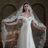 V863 Courtly White Vintage Cathedral Long Lace Bridal Veil