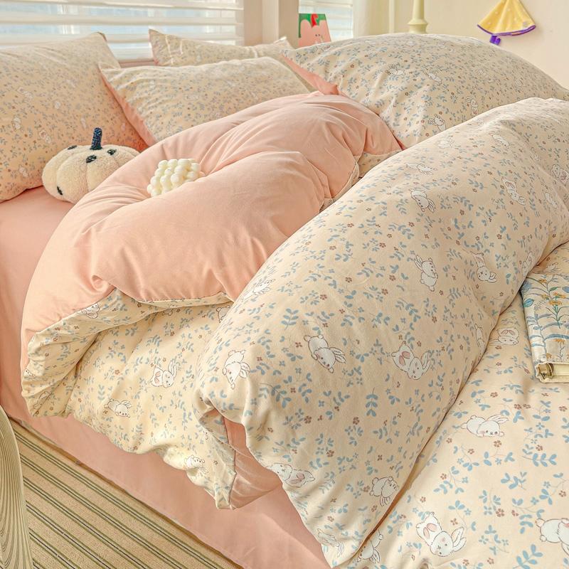 HOMZY Washed Cotton Double Yarn Single Quilt Cover Simple Wind Ins Wind Small Floral Korean Version Duvet Skin Friendly Bedding