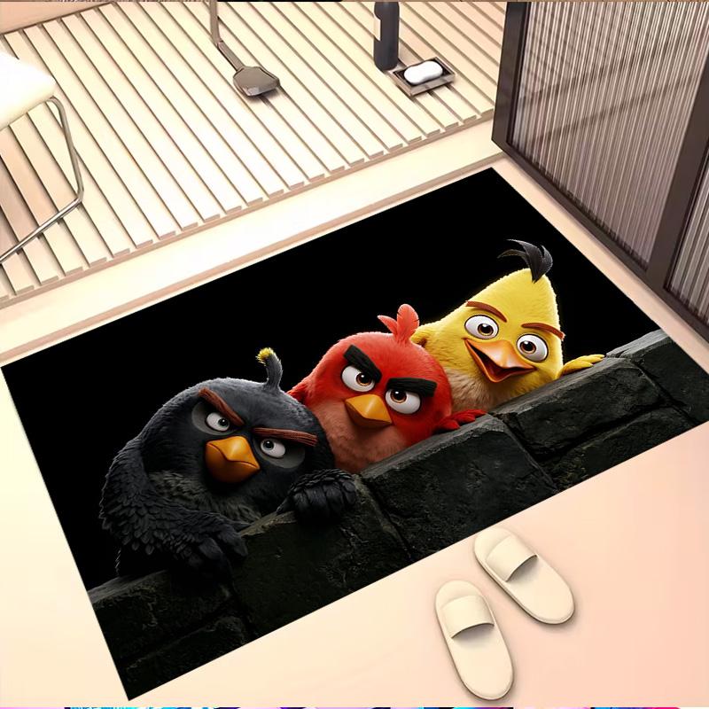 Angry Birds Print Rug, Washable Floor Carpet, For Entryway Dorm Laundry Room Office Study, Home Decor Birthday Christmas Gift