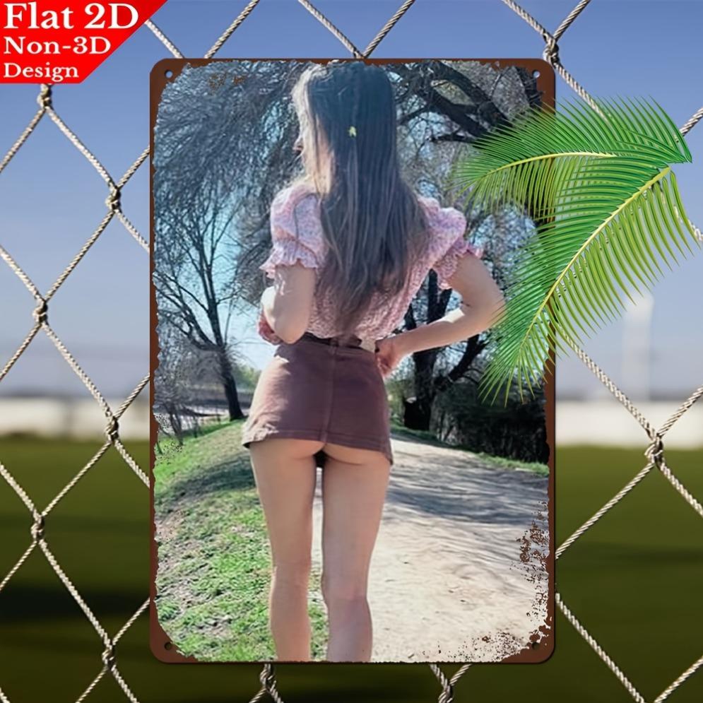 Vintage Retro Kvinna Foto Metall Väggkonst 12x82 Tum Aluminium Dekor - Perfekt för Bar Garage Café Hem Man Cave Festival Present 1ST