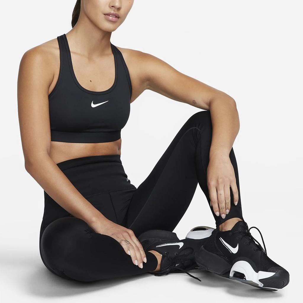 Nike Swoosh Logo French Cut Supportive Sports Bra Women Underwear Black DX6822-010