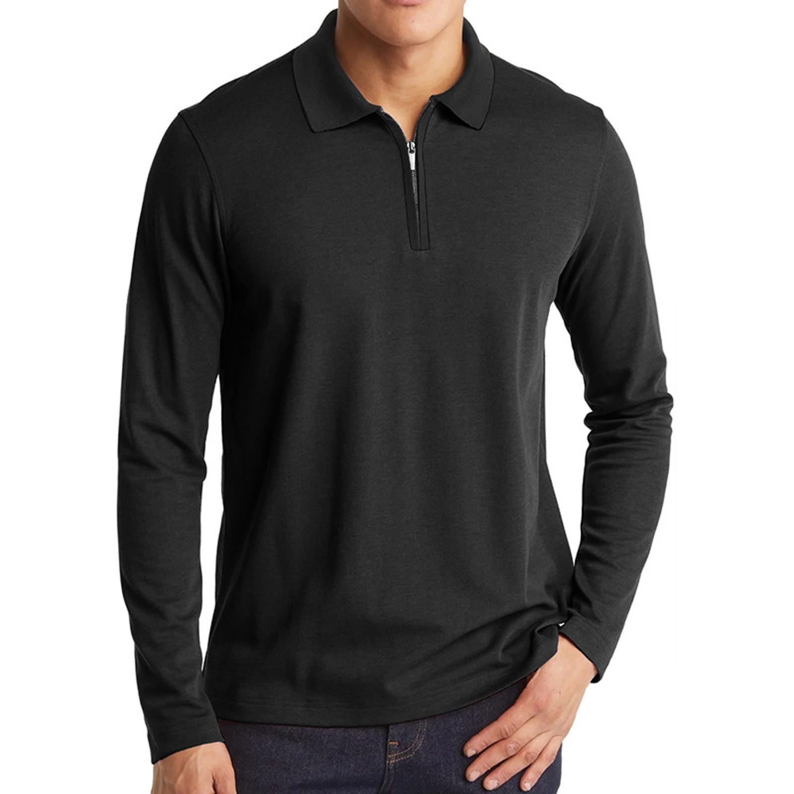 

Herren 1/4 Zip Langarmshirt Leichte Poloshirt Atmungsaktives Schnelltrocknend Langarmshirts Männer Baumwolle T Shirts Locker Golf Shirt M чёрный