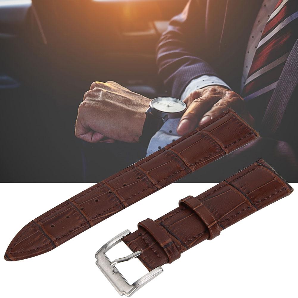 Correa de reloj universal de cuero PU ajustable para hombre y mujer, repuesto de 20 mm, marrón