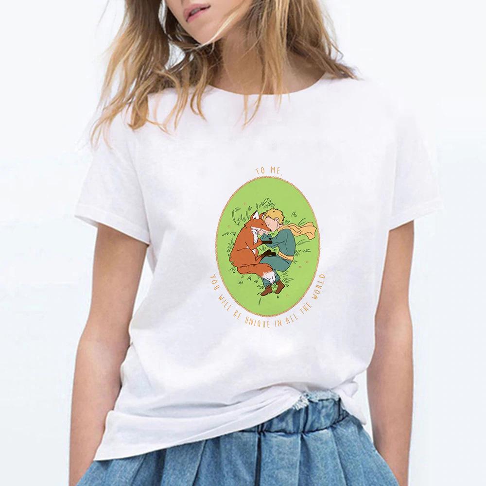 Little Prince White Print Women's Short Sleeve T-Shirt