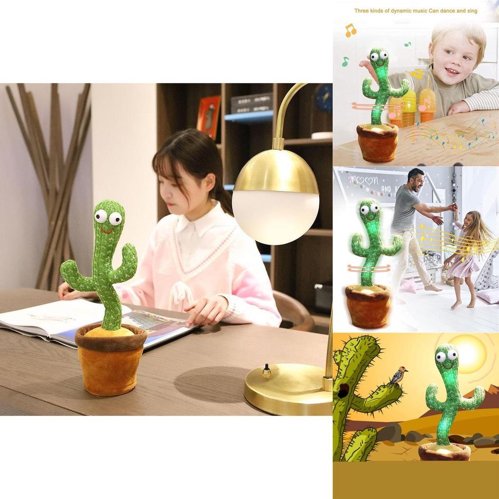 Colorful Light-up Dancing Cactus Stuffed Plant Toy With 120 Songs And Plush Material