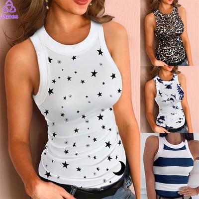 Sha Summer Women Tops Casual Colorblock Contraste Encadernação Regata Sem Mangas Colete