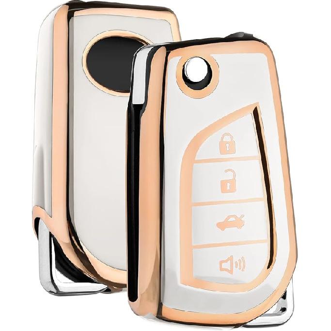 ELOHEI Key Fob Cover for Toyota: Premium Soft TPU Full Protection Case Compatible with 2018-2022 Corolla, Camry, RAV4