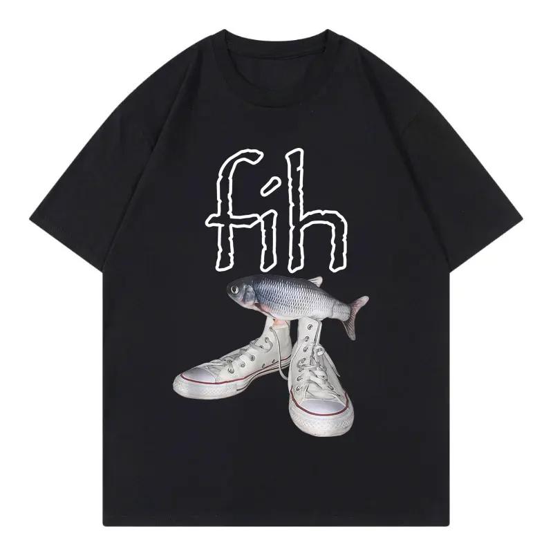 

Funny New Style Hot Sale Fih Shoes Graphic T Shirts Misspelled Fish Meme Tee Unisex Women Casual Fashion Short Sleeve Tshirt Tops 4XL