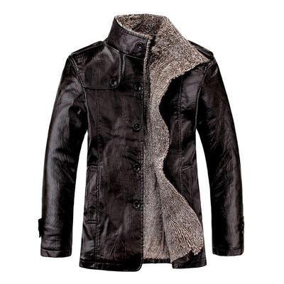 Heren Grote Leren Jas met Bont Revers - Maten 7XL & 8XL voor Herfst/Winter
