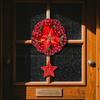 Christmas Wreath Decoration Red Artificial Poinsettias Buffalo Plaid Wreath with Star/Tree Ornament for Wall Window Porch Door Indoor Outdoor Decor