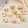 11Pcs/Set Gold Color Punk Irregular Geometric Open Rings Set For Women Hip Hop Metal Thick Knuckle Ring Waterproof Jewelry Gift