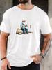 Cartoon Fisherunisex Beer Print Unisexs Crew Neck Short Sleeve Tee Soft Summer Top For Angling Lover Daily Street Basic Outfit Wear