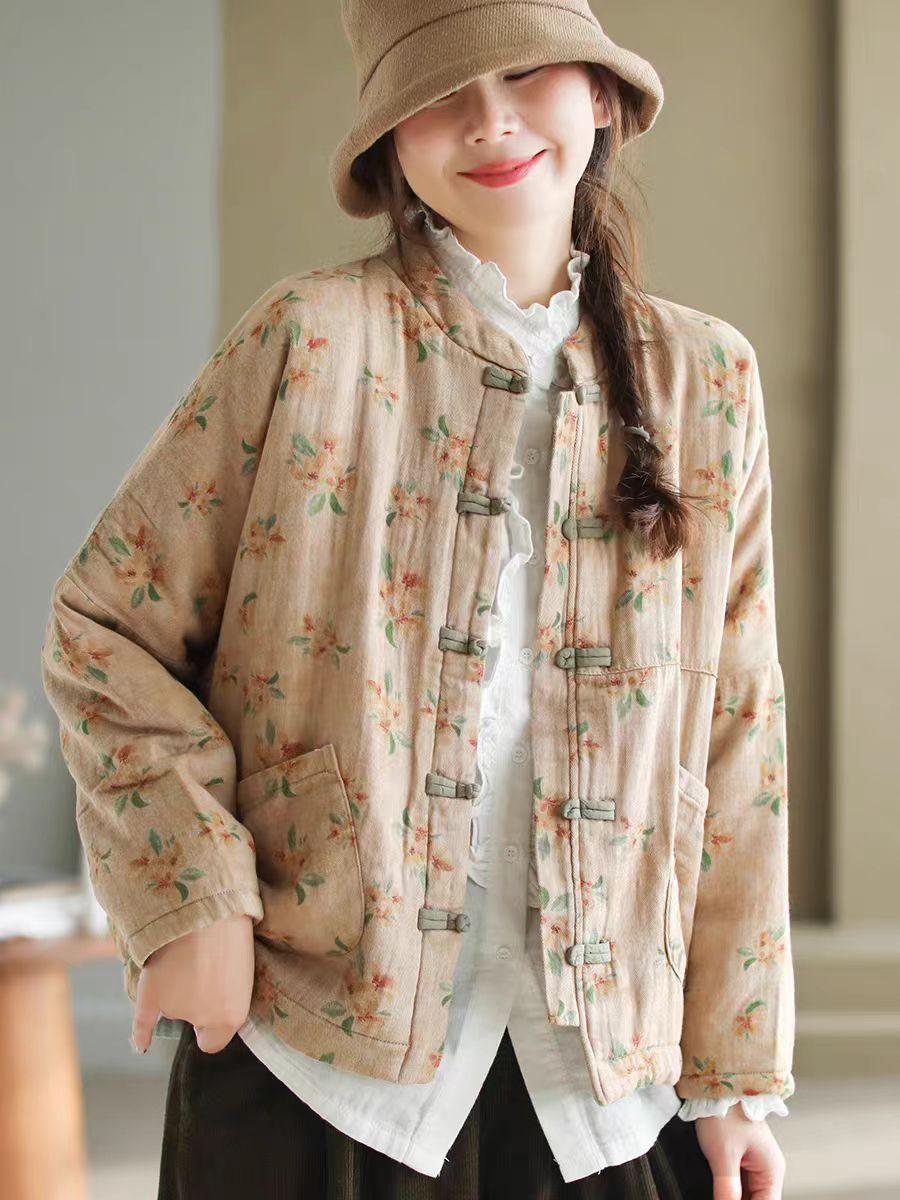 

Johnature Женские Зимние Пальто в Китайском Стиле с Принтом, Свободного Кроя, Винтажные, на Пуговицах, с Длинными Рукавами One Size жёлтый