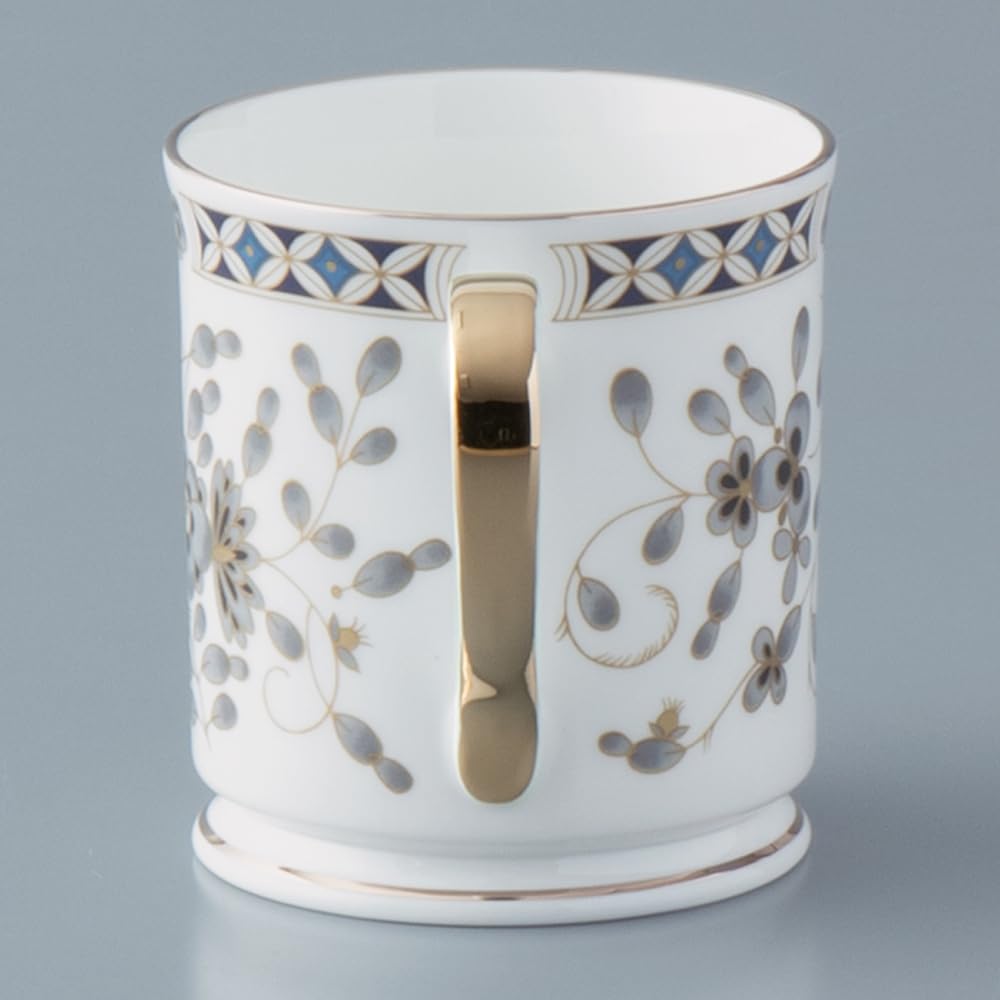 NARUMI Mug Black Milano 330cc Black Floral Pattern Plum Blossom Chintz Style Day Present Made In Japan Gift Box Included Mother's 52443-2530