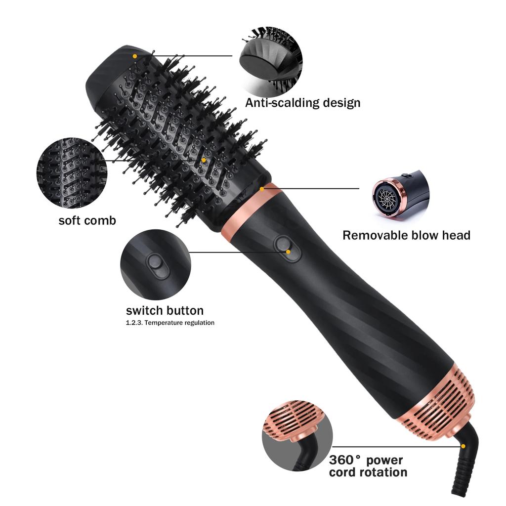 Multifunctional Hair Dryer 5 In 1 Electric Comb Negative Ion Straightener Comb Curling Iron Detachable Heating Brush Hair Dryer