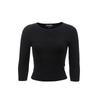 VEROMODA Women's Ribbed Round Neck Seven-Quarter Sleeve Knit Top