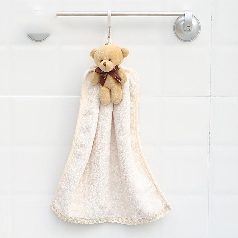 Cute Bear Quick-Dry Hand Towel Coral Fleece Holdable Kitchen Toilet Towel Absorbent Wipe Plush Hand Towel Bathroom Hanging Towel