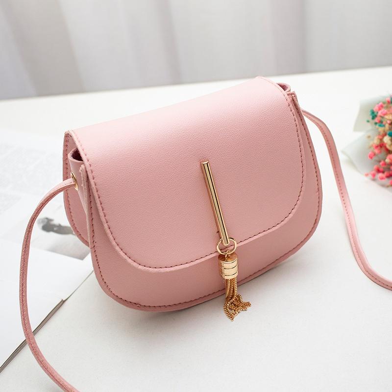Fashion Tassel Crossbody Bags for Women Solid Color Leather Shoulder Bag Ladies Messenger Bag