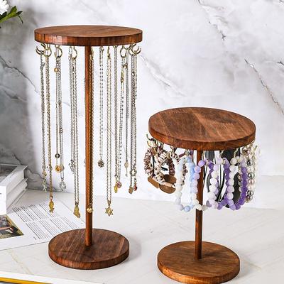 Solid Wood Jewelry Organizer Display Holder Necklace Earrings Bracelets Display Stand Desktop Jewelry Storage Rack