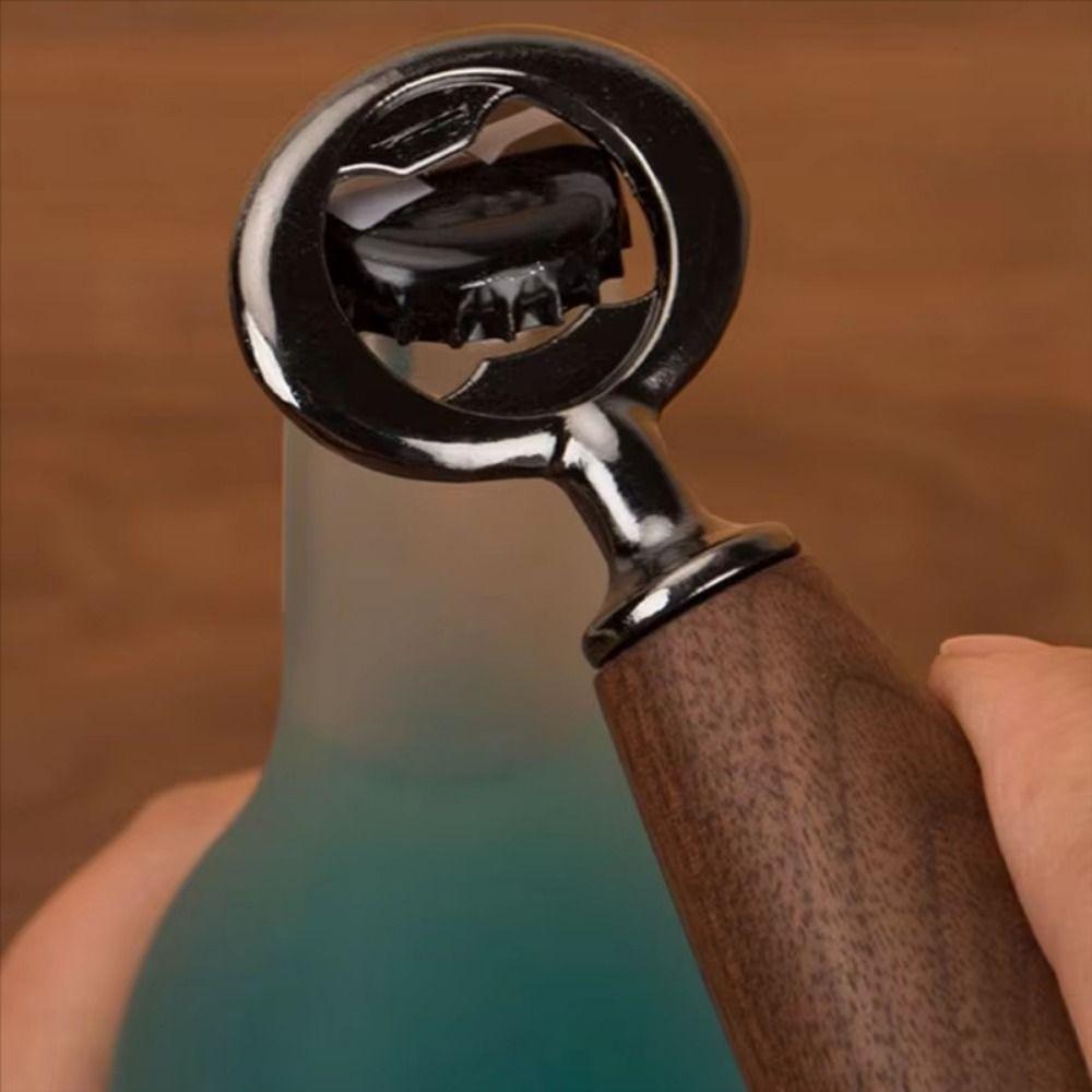 Creative Beer Can Opener Stainless Steel Wooden Bottle Opener Beer Bottle Opener Household Use