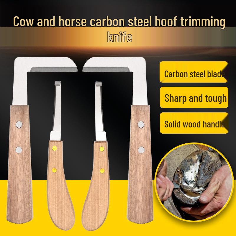 Veterinary Hoof Trimming Tool Set: L-Shaped Knife, Straight Knife, Pliers for Cow, Horse, Sheep & Donkey. Left & Right Hand Use.